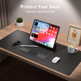 Aothia Non-Slip Waterproof PL Leather Desk Pad Protector for Mouse, Writing Desk, Office, Home, Laptop Blotter, 23.6" x 13.7", Black