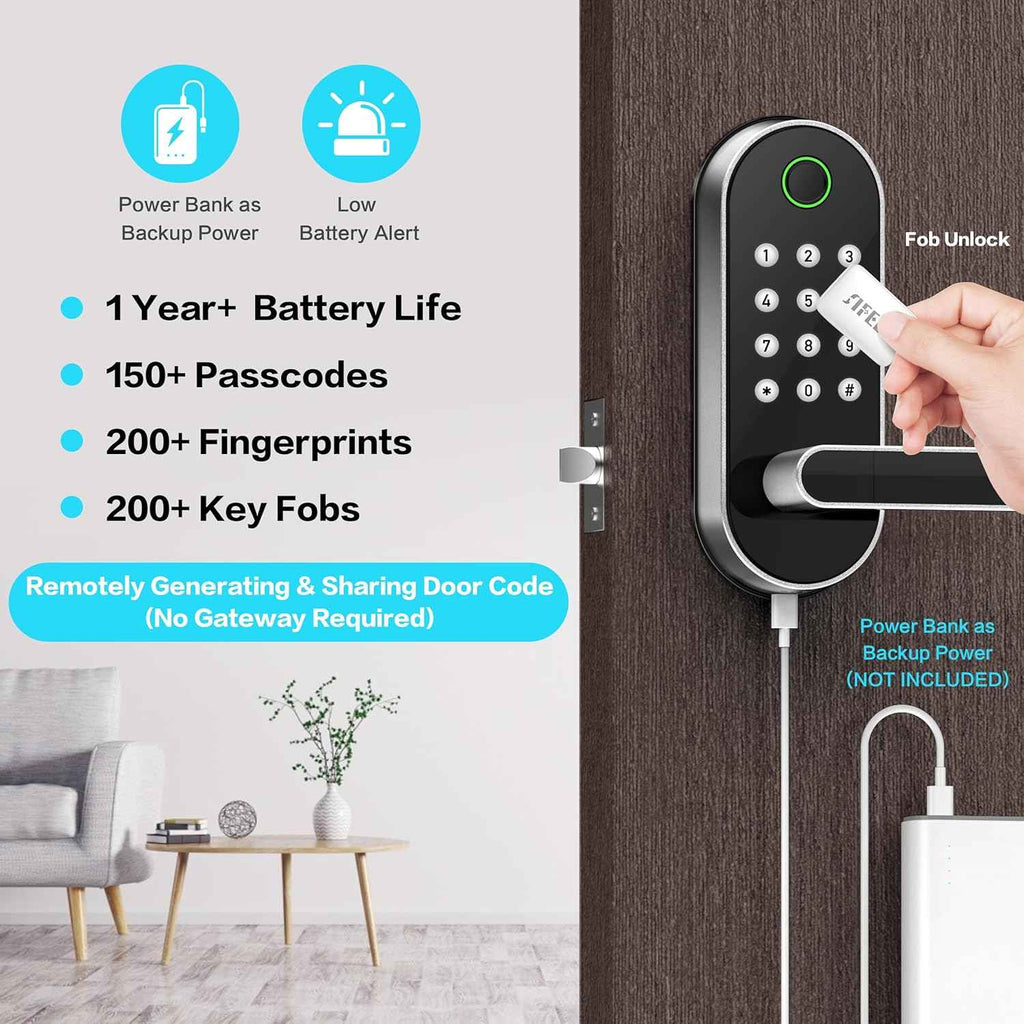 August Smart Lock with Handle & Keypad - Keyless Entry & Remote Access for Home, Kids & Rentals, DIY Install, Alexa & Google Compatible
