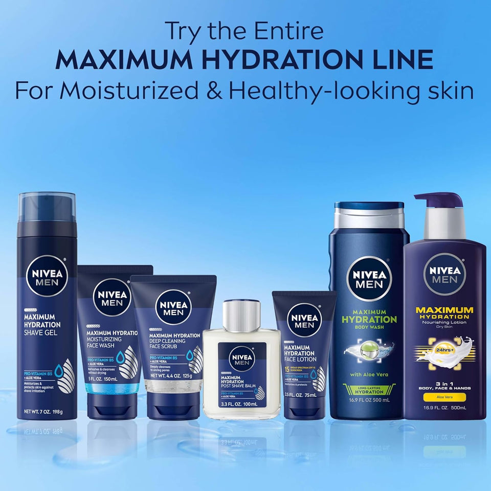 NIVEA MEN Maximum Hydration Face Wash, Face Wash with Provitamin B5 and Aloe Vera, Refreshes and Cleanses without Drying, 5 Fl Oz Tube