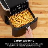 Ninja Air Fryer with Air Crisp | 5 QT Capacity fits up to 4lbs of Fries | 4-in-1 Pro Air Fry, Roast, Reheat, Dehydrate | 400°F Max Temp | 1750 Watts | W/Nonstick Basket & Crisper Plate | Grey | AF141