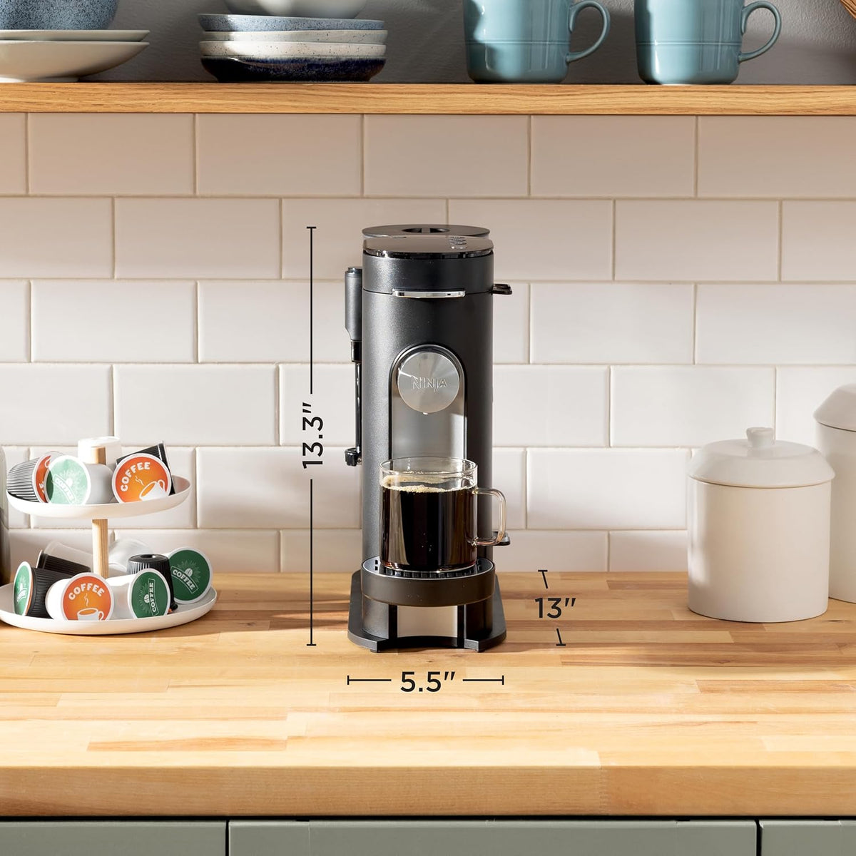 Ninja | Coffee Maker | Single Serve |Brew with Coffee Pods & Grounds| Compatible with K-Cup Coffee Pods | 4 Brew Styles, up to 24oz Cup Sizes & 56oz Removable Reservoir | Black | PB051