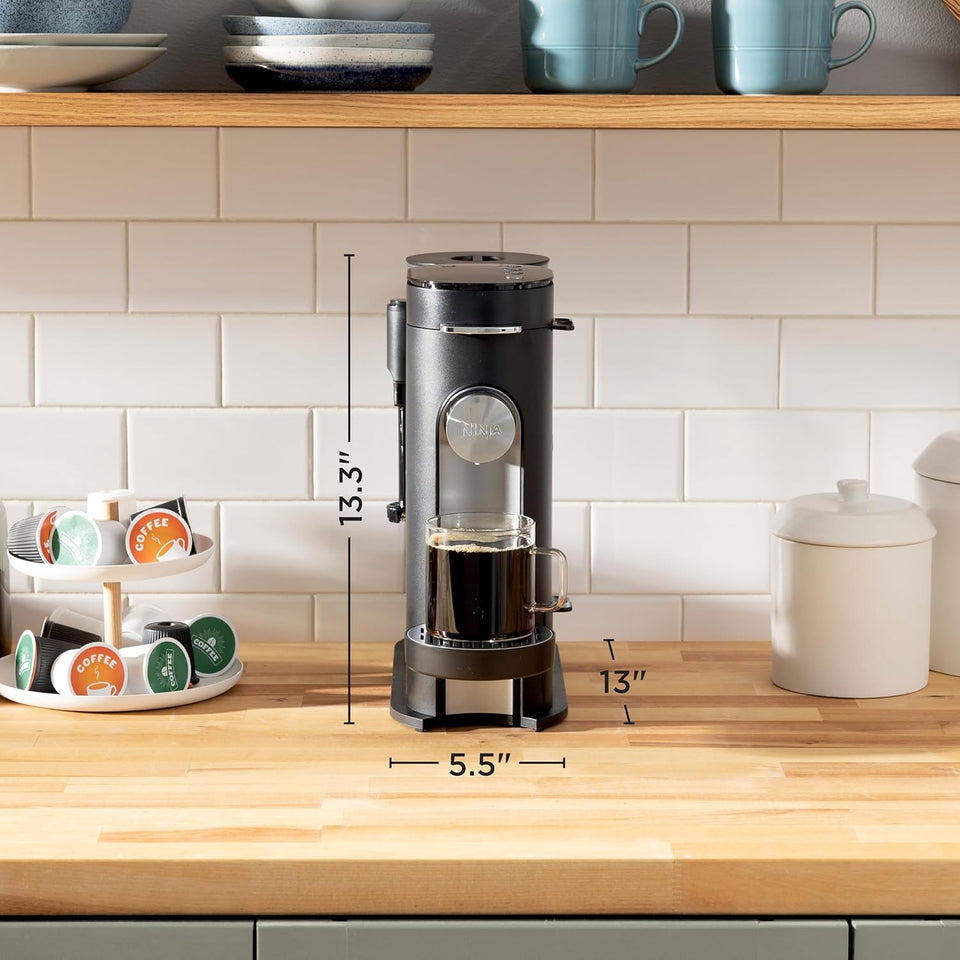 Ninja | Coffee Maker | Single Serve |Brew with Coffee Pods & Grounds| Compatible with K-Cup Coffee Pods | 4 Brew Styles, up to 24oz Cup Sizes & 56oz Removable Reservoir | Black | PB051