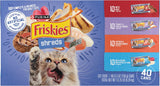 PLrina Friskies Wet Cat Food Variety Pack, Shreds With Beef, Turkey and Cheese Dinner, Chicken and Salmon Dinner, and With Ocean Whitefish and Tuna - (Pack of 40) 5.5 oz. Cans