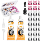 40 PCS Tire Repair Rubber Nails Kit with 2 Tubes of Black Tire Sealant Glue, 2026 New Screw in Tire Plugs Kit, Fast Self-Service Tire Repair Screws Kit for Car Motorcycle Truck Tractor PLncture Repair