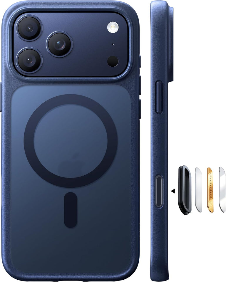 TORRAS Stronger Magnetic & Shockproof for iPhone 17 Pro Max Case, Fit for MagSafe, Military Grade Drop Protection, Camera Control, DIY Button, Slim Fit for iPhone 17 Pro Max Case Translucent Deep Blue