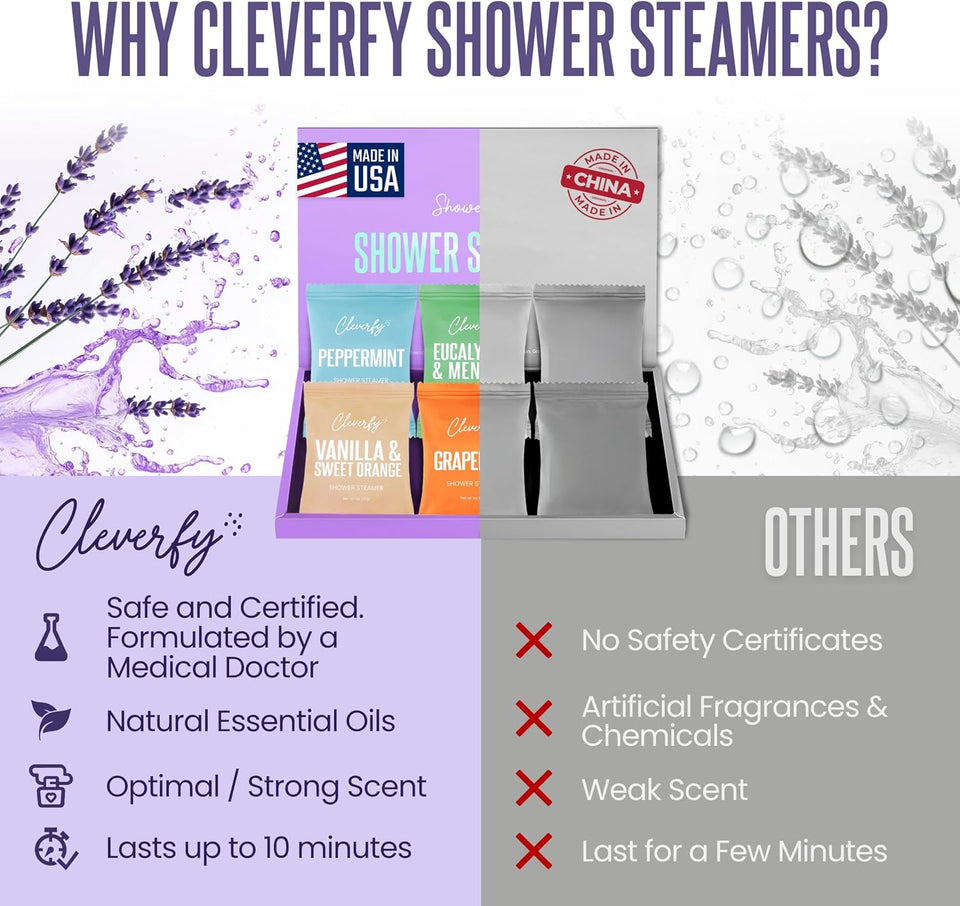 Cleverfy Shower Steamers Aromatherapy - Mother’s Day Gifts for Mom from Son or Husband - 40th, 50th & 60th Birthday Gifts for Women, Wife, Grandma, Daughter, Sister, Teens & Girlfriend – 6 Tablets