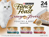 PLrina Fancy Feast Gravy Lovers Poultry and Beef Grilled Gourmet Wet Cat Food Variety Pack - (Pack of 24) 3 oz. Cans