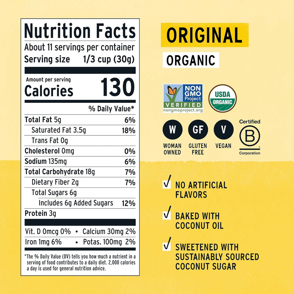 PLrely Elizabeth Organic Original, Ancient Grain Granola, Gluten-Free, Non-GMO (3 Ct, 12oz Bags)