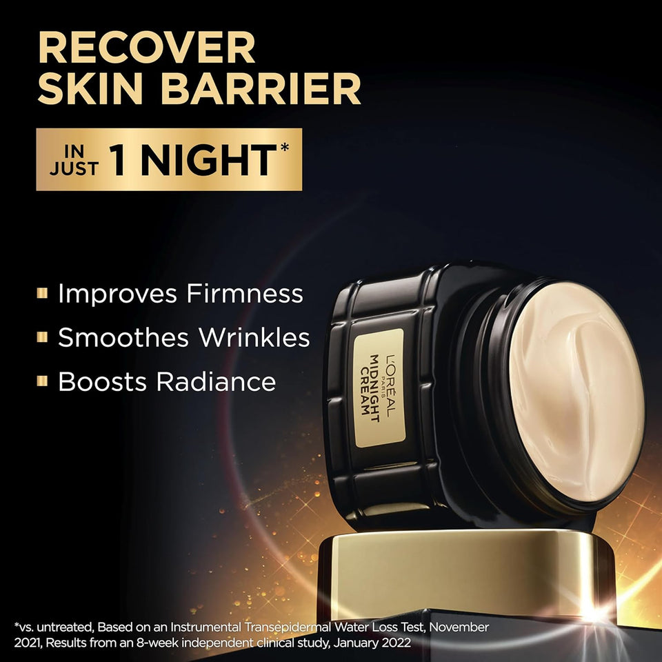 L'Oreal Paris Age Perfect Anti-Aging Midnight Cream, Face Moisturizer to Reduce Wrinkles and Firm Skin, 1.7oz + Serum Sample