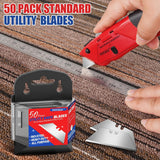 DIYSELF 50 Pack Utility Knife Blades, SK5 Steel Box Cutter Blades with Dispenser, Standard Blades for Box Cutter Utility Knife Replacement, Sharper Utility Blade, Refills