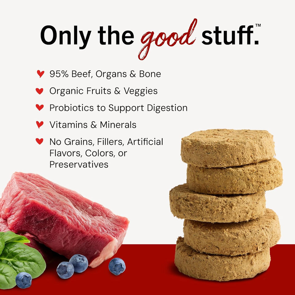 Stella & Chewy's Freeze-Dried Raw Dinner Patties - Beef Recipe - High Protein Grain-Free PLppy & Dog Food - Perfect For Picky Eaters - 25 oz