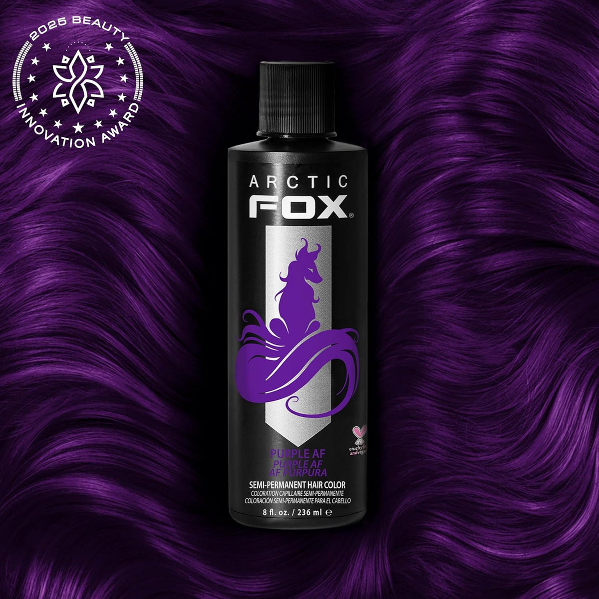 Arctic Fox Semi-Permanent Hair Dye Purple AF - Vegan, Cruelty-Free, Ammonia-Free, Conditioning - 8 Fl Oz