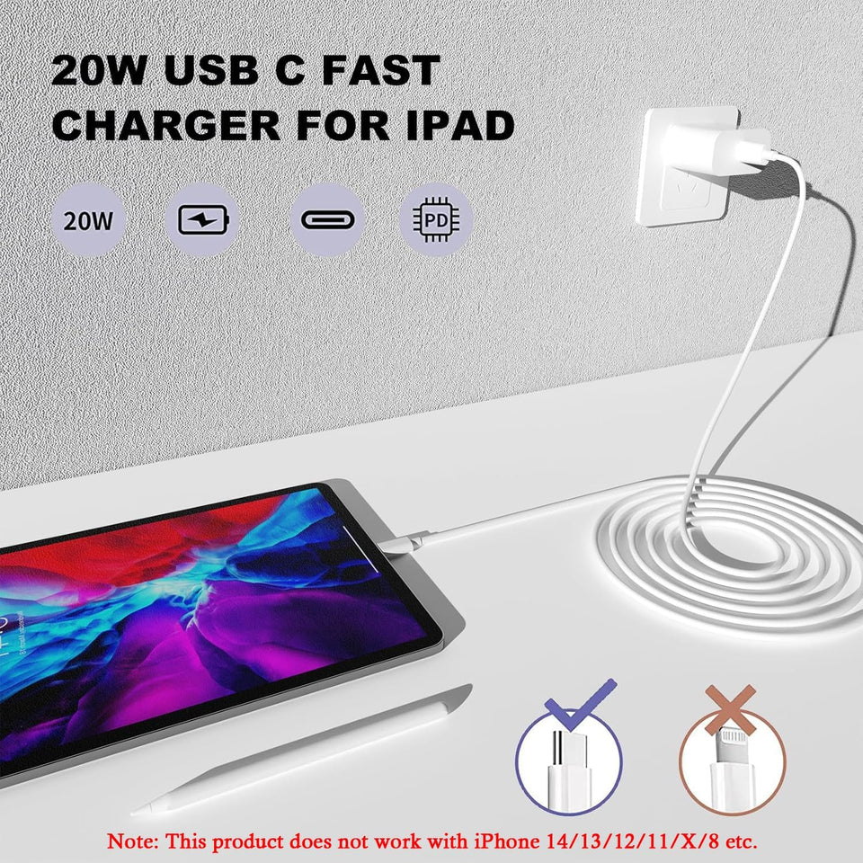 iPhone 17 16 15 Charger Fast Charging,20W Apple iPad USB C Fast Charger,2Pack 6ft USB C Wall Charger Block for iPhone 17/Pro/Pro Max/17 Air/ 16/16 Pro/16 Pro Max/15/Plus/Pro/Pro Max, iPad Pro/Mini - PureLivingMart