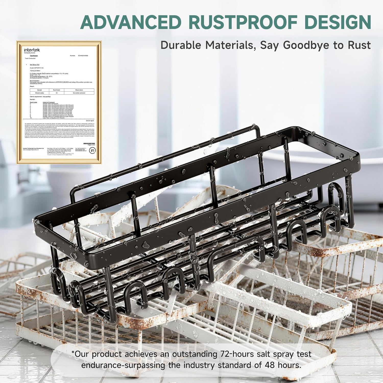 Veken Shower Caddy 6-Pack, Advanced Rustproof Design, No Drilling Adhesive Shelves, Rack with Soap Holder, Large Capacity Bathroom Organizers and Storage, Wall-Mounted Kitchen & Home Decor