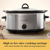 Crock-Pot 7-Quart Manual Slow Cooker, Family Size Serves 8+ People & Fits 6-lb Roast, Removable Stoneware with Warming Setting, Dishwasher Safe for Easy Cleanup, Stainless Steel