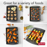 GoodCook 15” x 10.5” Nonstick Carbon Steel Baking Pan & Raised Wire Rack – Pizza Crisper, Crispy Bacon, MultiPLrpose Cooking Sheet Pan, Cooling Rack, Kitchen Cookware Set, Dishwasher Safe