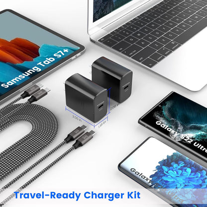 45W Super Fast Charger Type C, [2 Pack] 45 Watt USB-C Charger PD/PPS Wall Charging Block for Samsung Galaxy S25 Ultra/S25+/S25/S24/S23 Ultra/S23+/S22 Ultra/S22+/S20 Ultra, Tab S8(with 2X 6.6ft Cable)