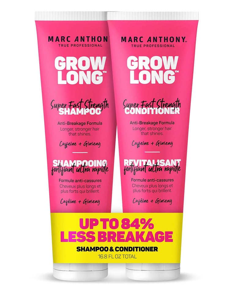 Marc Anthony Shampoo and Conditioner Gift Set, Grow Long Biotin - Anti-Frizz Deep Conditioner For Split Ends & Breakage - Vitamin E, Caffeine & Ginseng for Curly, Dry & Damaged Hair