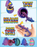 Rapean 8" 3D Printed Dragon Eggs, Easter Basket Stuffers for Kids and Teens, Articulated Dragon Toys for Children, Unique Easter Gifts for Boys & Girls (4Pack)