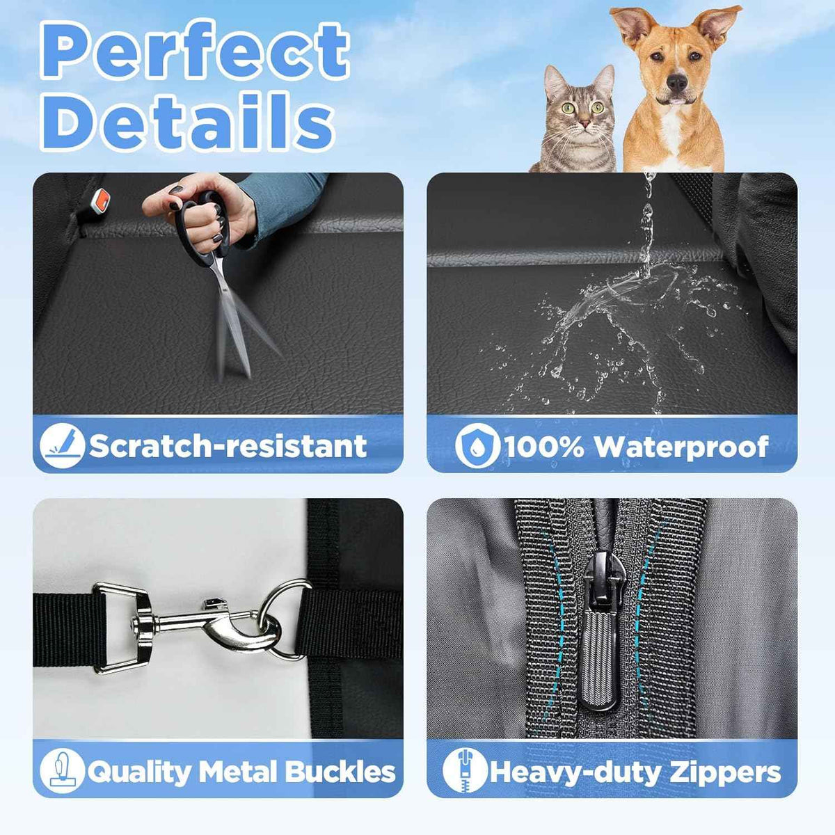 Back Seat Extender for Dogs Waterproof Dog Car Seat Cover with Hard Bottom PU Leather