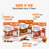 Good ‘n’ Fun Triple Flavor Rolls for Large Dogs, Treat Your Dog to Long-Lasting Chews Made with Real Beef Hide and Chicken, 6 Count