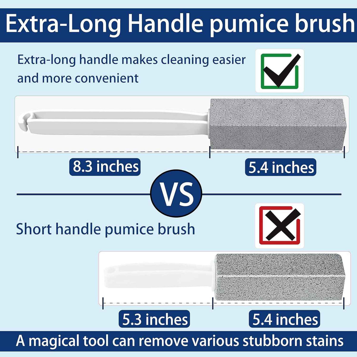2 Pack Pumice Stone Toilet Cleaner Extra Long Handle for Removing Bowl Ring Pool Bathroom