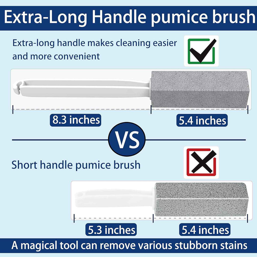 2 Pack Pumice Stone Toilet Cleaner Extra Long Handle for Removing Bowl Ring Pool Bathroom