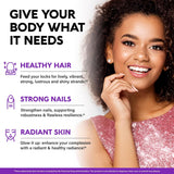 Biotin Gummies with Collagen - Hair Growth Support Skin, & Nail Strength - for Women & Men - Biotin 10000mcg | Keratin | Hyaluronic Acid | B-Complex | Saw Palmetto - Sugar-Free, Mixed Berry - 60 Gummy