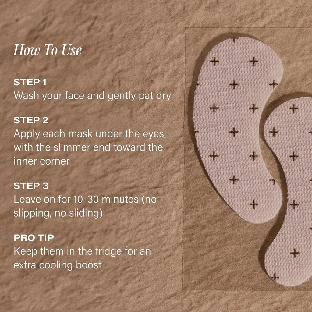 '+ Lux Unfiltered Cooling Under Eye Patches - Anti-Slip Caffeine Infused Korean Eye Mask - Reduces Puffiness, Brightens, & Hydrates Skin - Fragrance Free, Vegan, & Cruelty Free - 10 Count