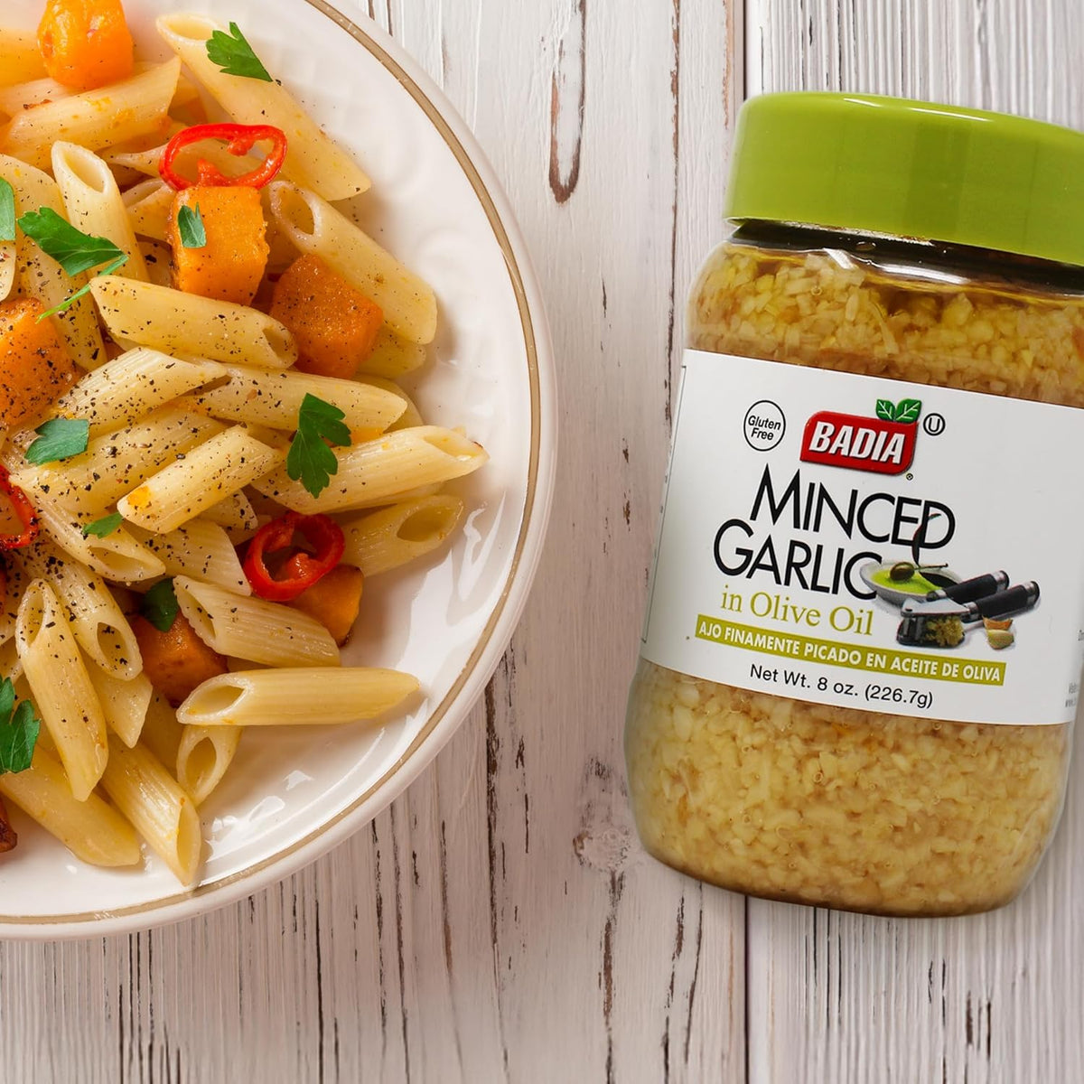Badia Minced Garlic, 8 oz, premium quality, great for cooking, 100% natural, non-GMO, vegetarian, gluten-free