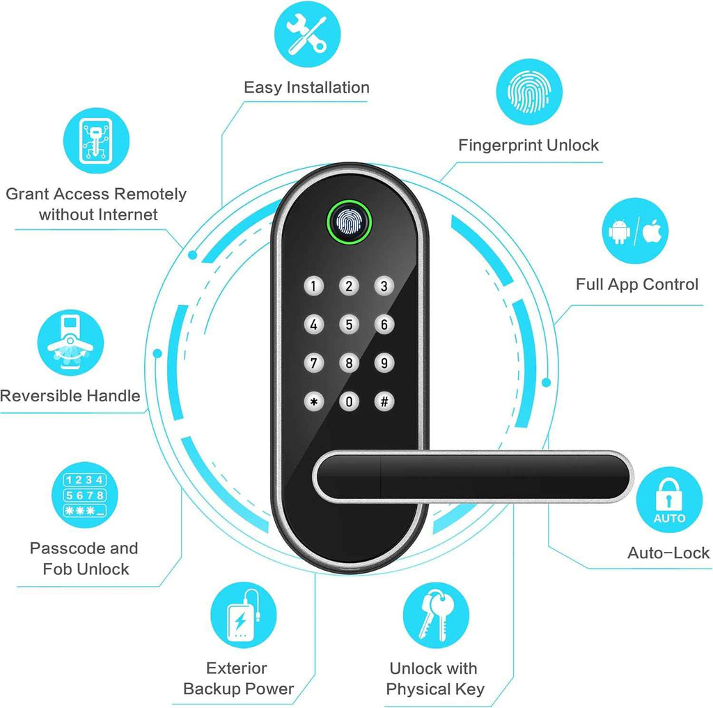 August Smart Lock with Handle & Keypad - Keyless Entry & Remote Access for Home, Kids & Rentals, DIY Install, Alexa & Google Compatible