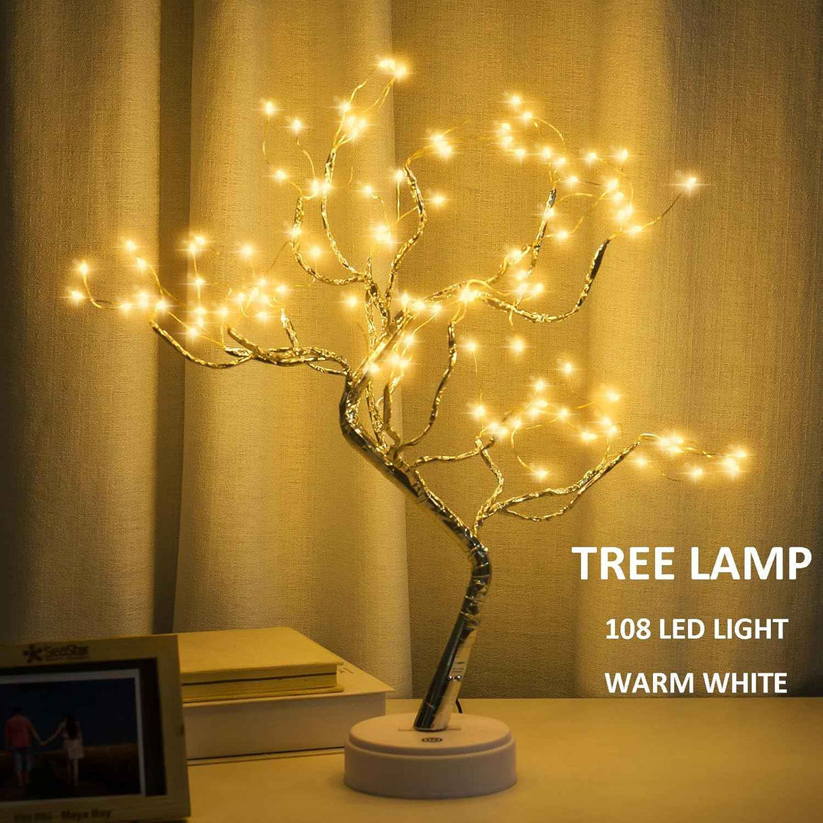 20" warm white LED tabletop bonsai tree light with 108 fairy lights, DIY artificial tree lamp for living room bedroom