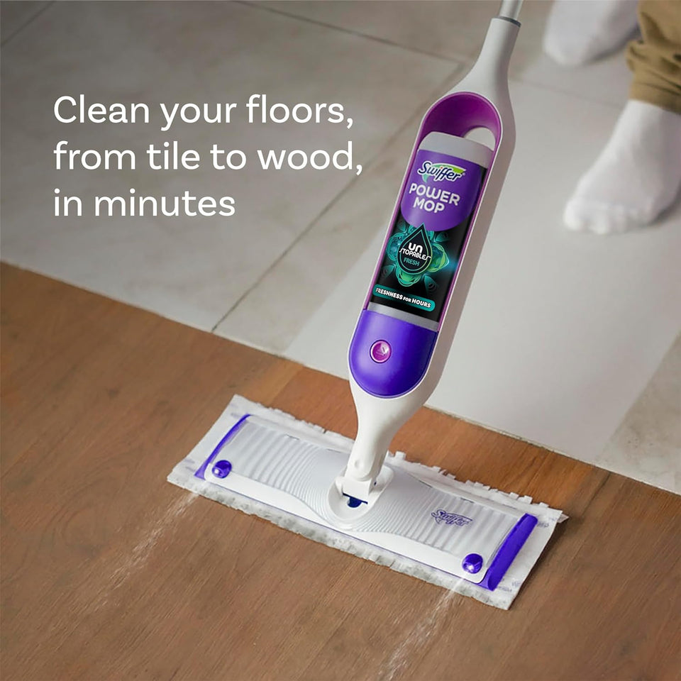 Swiffer PowerMop Floor Cleaning Solution with Unstopables Fresh Scent, PowerMop Refills, Floor Cleaner for Mopping, 25.3 fl oz, 2 Pack - PureLivingMart
