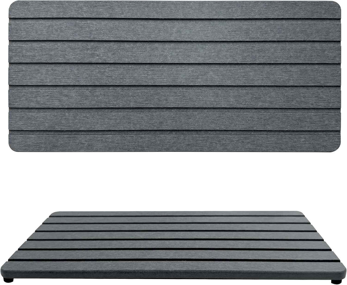 2 PCS Water Absorbent diatomite Coasters, 8.3" x 4" Water Absorbing Stone Tray for Sink, Stone Drying mat for Kitchen Counter, Stone soap Tray Used for Hand Soaps & toiletries & Plants