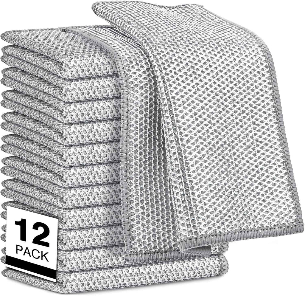 AIDEA Non Scratch Wire Dishcloth 24PK, Wire Dishwashing Rag for Wet and Dry, Washable Dish Rags No Odor, Cleaning Pads Steel Scrubber for Cookware, Sinks, Dishes, Stove Tops, 7"×8"