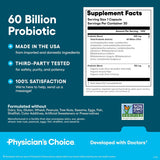 Physician's CHOICE Probiotics 60 Billion CFU - 10 Strains + Organic Prebiotics - Immune, Digestive & Gut Health - Supports Occasional Constipation, Diarrhea, Gas & Bloating - for Women & Men - 30ct