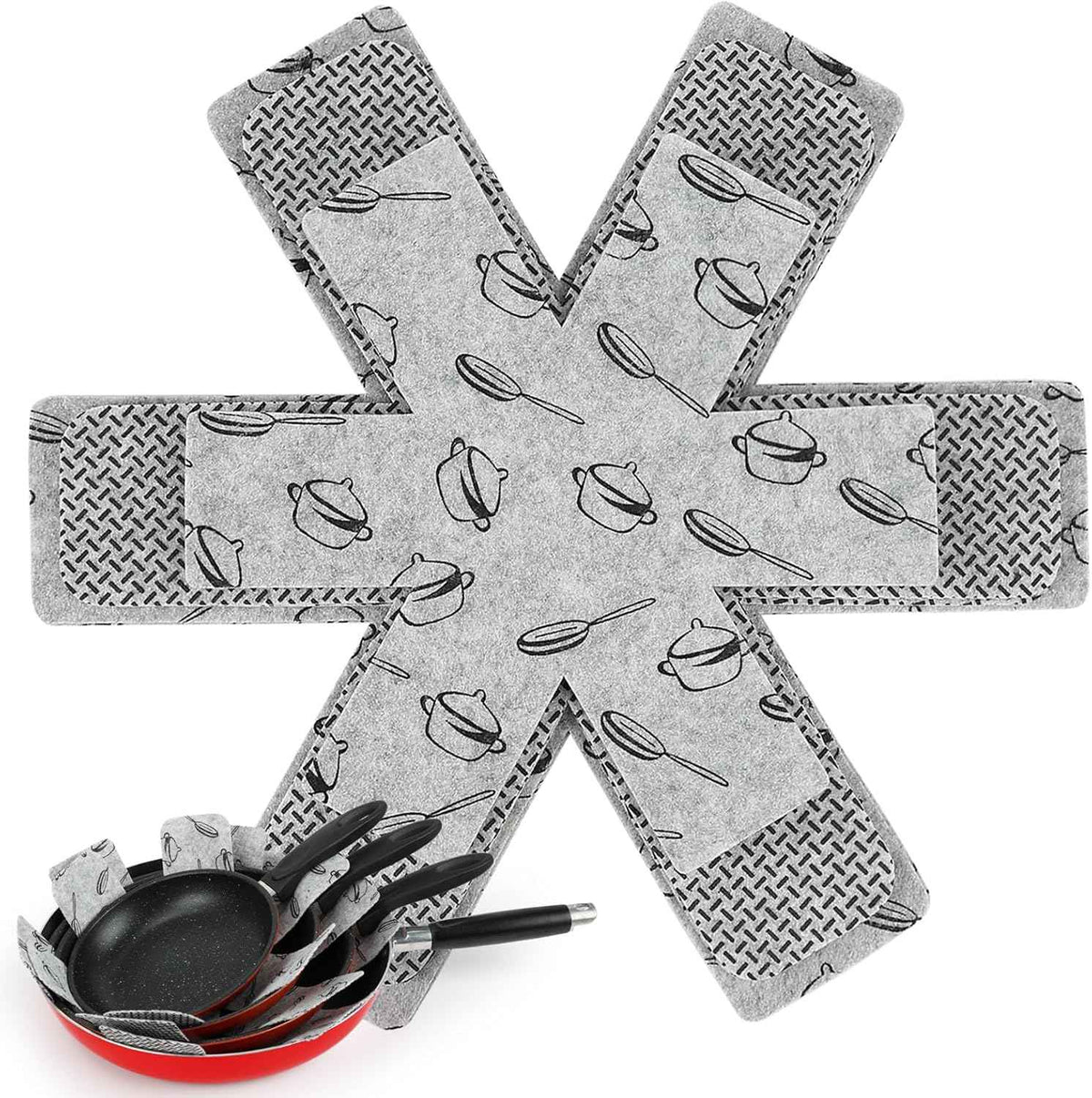 BOYAN Pot and Pan Protectors, Set of 12 and 3 Different Size, Cookware Protector Set/Felt Pots and Pans Divider Separator Pads Anti-Slip to Avoid Scratching or Marring When Stacking