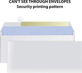 #10 Envelopes Letter Size Self Seal | 500 Business Mailing Security Peel and Sealing Envelope | 100% Tinted | no 10 White Windowless Legal Regular Plain Envelops Pack | 4-1/8 x 9-1/2 Inches | 24 LB