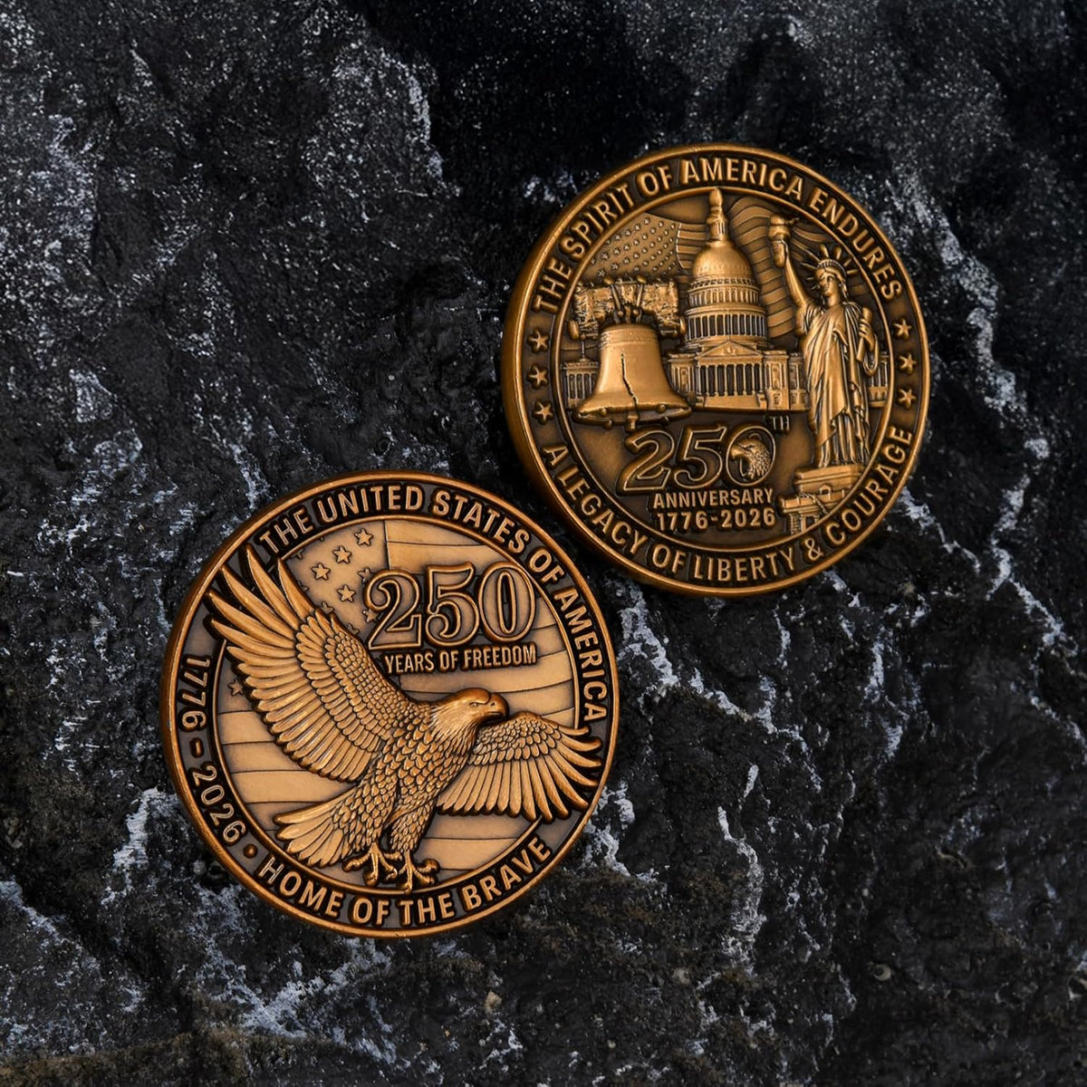 USA 250th Anniversary Commemorative Zinc Alloy Coin - United States of America Liberty & Courage 1776-2026