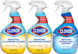 Clorox Disinfecting All-Purpose Cleaner 32 Oz and Bathroom Cleaner, Household Essentials, 30 Oz, Pack of 3