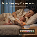 Kipcush White Noise Sound Machine with Nursery Lamp, Mood Lighting, 7 Colour Night Light, 30 Soothing Sounds for Baby/Adult. Timer, Plug in, Memory Function, Touch Control