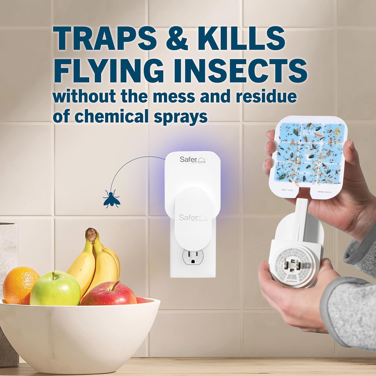 Safer Home Indoor Plug-in Fly Trap - SH502-2SR - Effective Fruit Fly Traps for Indoors, Gnat Traps for House Indoor, 800 Total Sq Ft Protection - 2 Devices + 2 Glue Cards