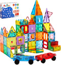 Anbalulu Magnetic Tiles 100PCS with 2 Cars, STEM Educational Building Blocks for Kids Ages 3-9, Magnet Construction Toys Gift for Toddlers