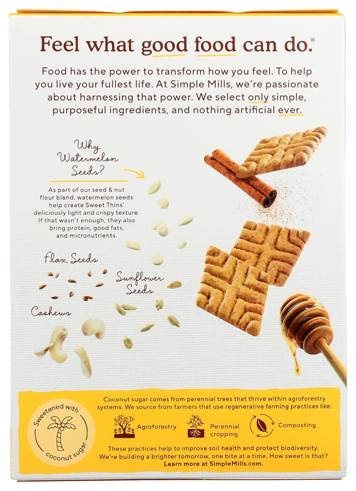 Simple Mills Honey Cinnamon Seed & Nut Flour Sweet Thins, Paleo Friendly & Delicious Sweet Thin Cookies, Good for Snacks, Nutrient Dense, 4.25oz, Pack of 1