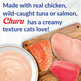 INABA Churu Cat Treats, Grain-Free, Lickable, Squeezable Creamy PLrée Cat Treat/Topper with Vitamin E & Taurine, 0.5 Ounces Each Tube, 50 Tubes, Tuna & Chicken Variety
