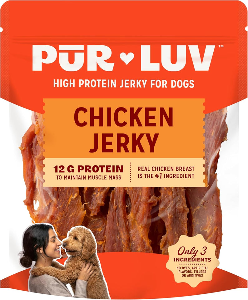 PLr Luv Chicken Jerky Dog Treats, Made with 100% Real Chicken Breast, 16 Ounces, Healthy, Easily Digestible, Long-Lasting, High Protein, Satisfies Dog's Urge to Chew