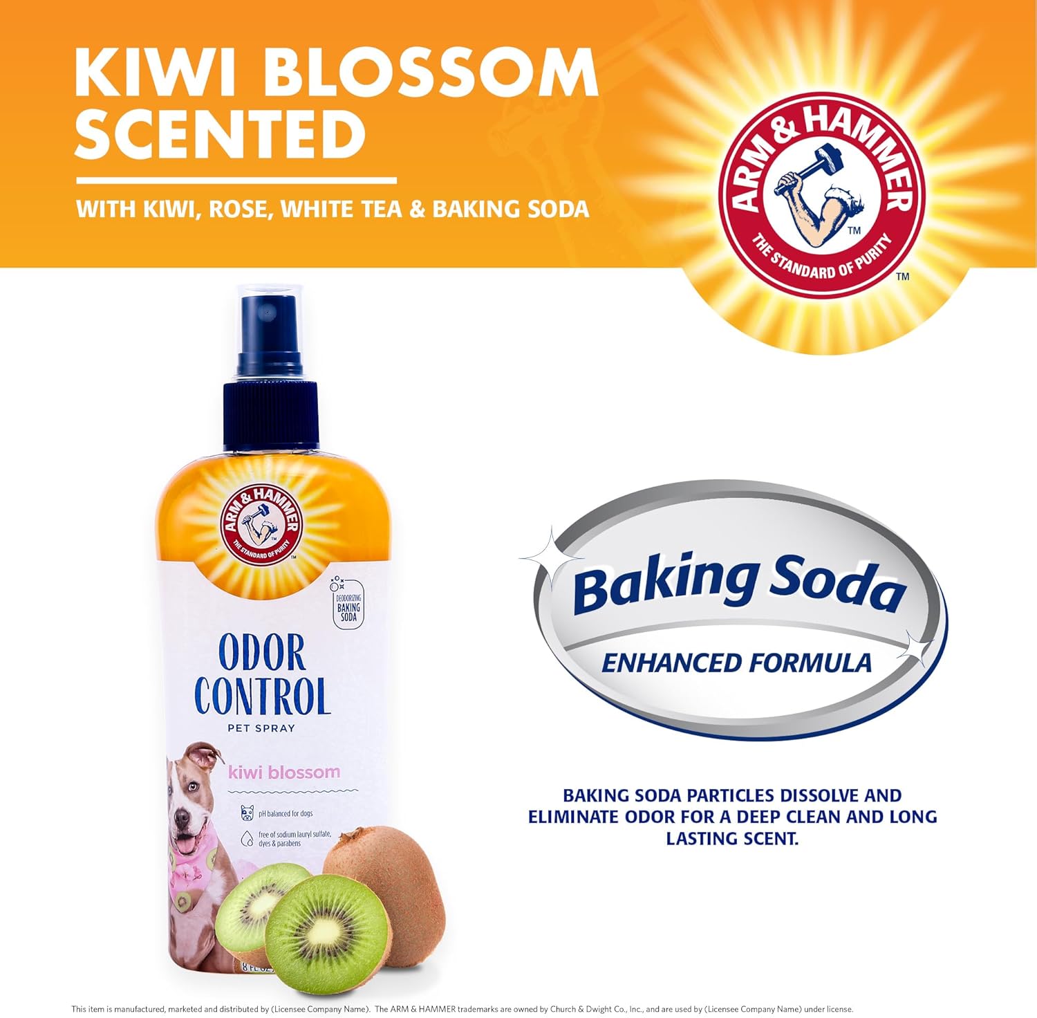 Arm & Hammer for Pets Super Deodorizing Dog Spray with Baking Soda for Odor Control, Freshens Coat Between Baths, pH Balanced Formula for Dogs, 8 Fl Oz