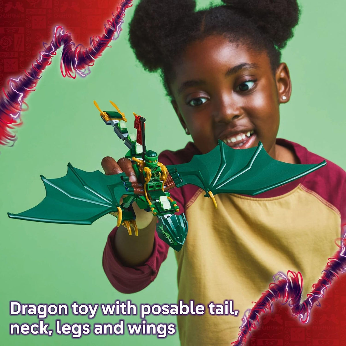 LEGO NINJAGO Lloyd's Green Forest Dragon Toy - Pretend Play Building Toy for Boys and Girls, Ages 6+ - Birthday Gift for Kids - Dragon Figurine with 2 Minifigures for Kids - 71829