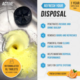 Garbage Disposal Cleaner Deodorizer Tablets - 24 Pack, New Powerful XL Foaming Tablet - Fresh Citrus Foam Sink Garburator Disposer Freshener, Natural Kitchen Drain Cleaning Care - 1 Year Supply - PureLivingMart