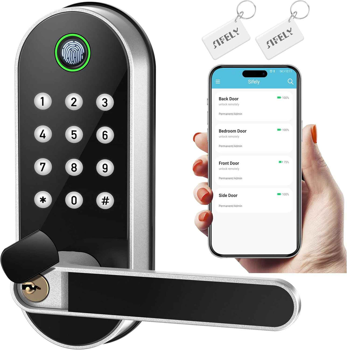 August Smart Lock with Handle & Keypad - Keyless Entry & Remote Access for Home, Kids & Rentals, DIY Install, Alexa & Google Compatible